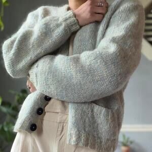 Handmade wool marled knit cardigan (S/M)